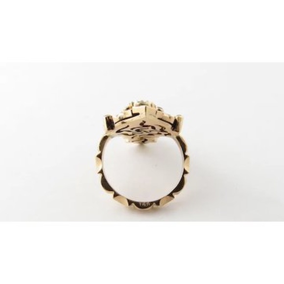 Vintage 14 Karat Yellow Gold Natural Emerald and Diamond Ring Size 7.5 #3827 - Picture 8 of 9